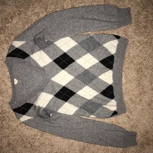 Black white and gray argyle sweater